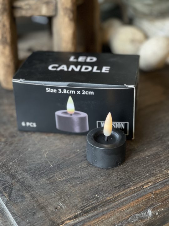 set van 6 waxinelichtjes led zwart