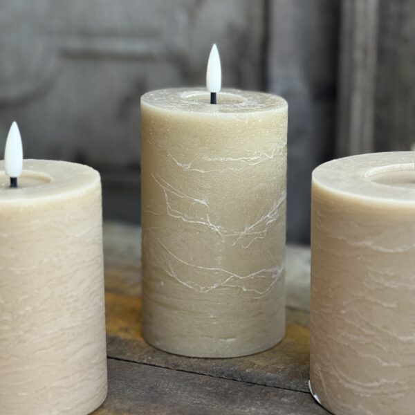 Led Pillar Candle Rustic Sand7.5x15