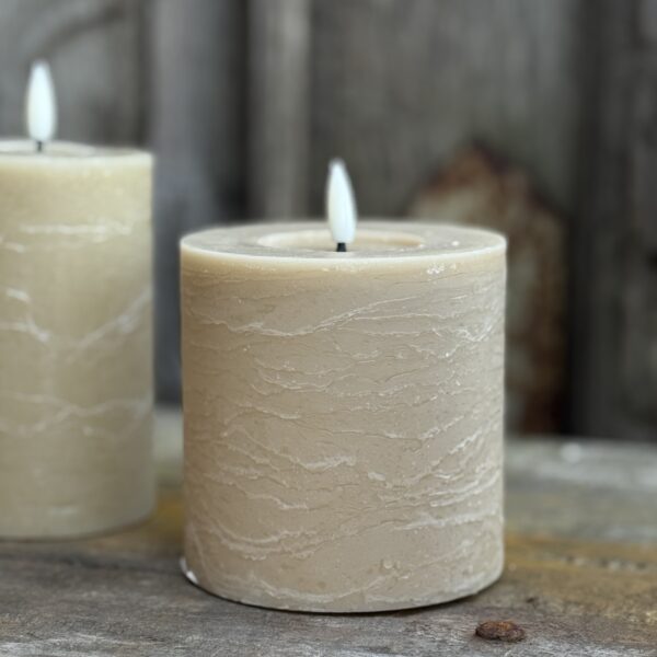 Led Pillar Candle Rustic Sand 10x10 cm