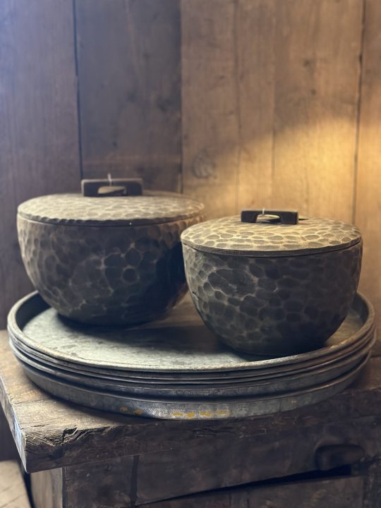 Ronde bak met deksel - 25x20 grijs - Afbeelding 3