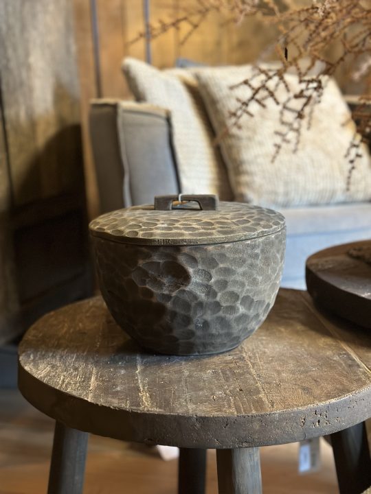 Ronde bak met deksel - 25x20 grijs