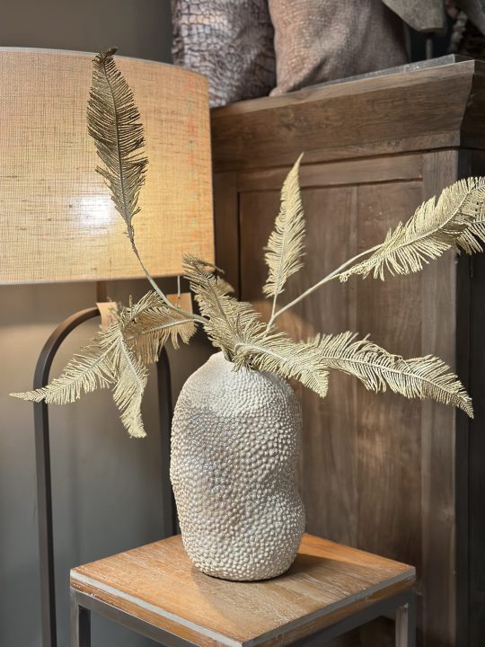 Vaas deco Ø18x28 cm KYANA keramiek  crème+bruin - Afbeelding 3