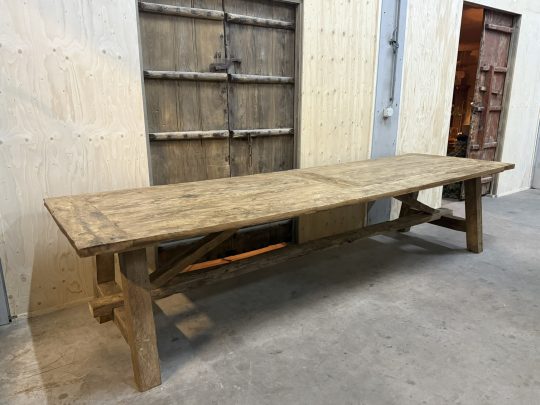 Unieke Oud Eiken Eettafel A-poot - 250 - Afbeelding 7