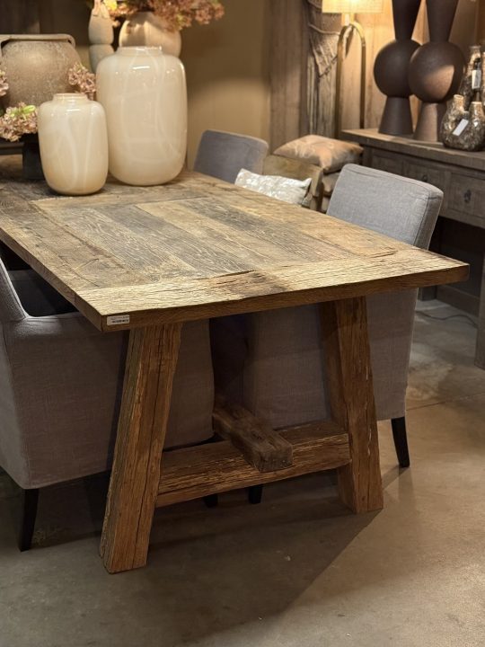Unieke Oud Eiken Eettafel A-poot - 250 - Afbeelding 2