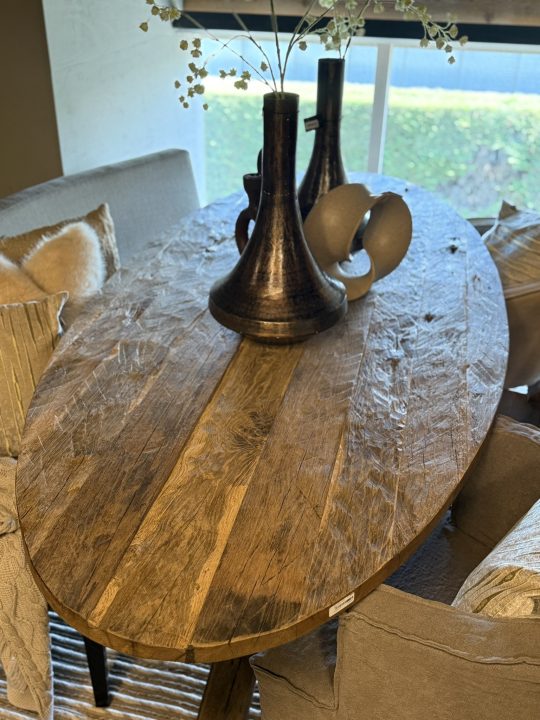 Oud Eiken Ovale Tafel met Spinpoot - 240 - Afbeelding 4