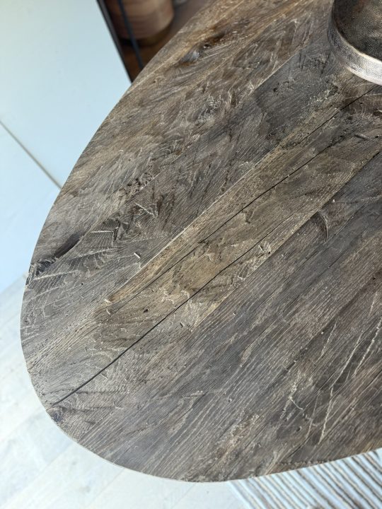 Oud Eiken Ovale Tafel met Spinpoot - 240 - Afbeelding 6