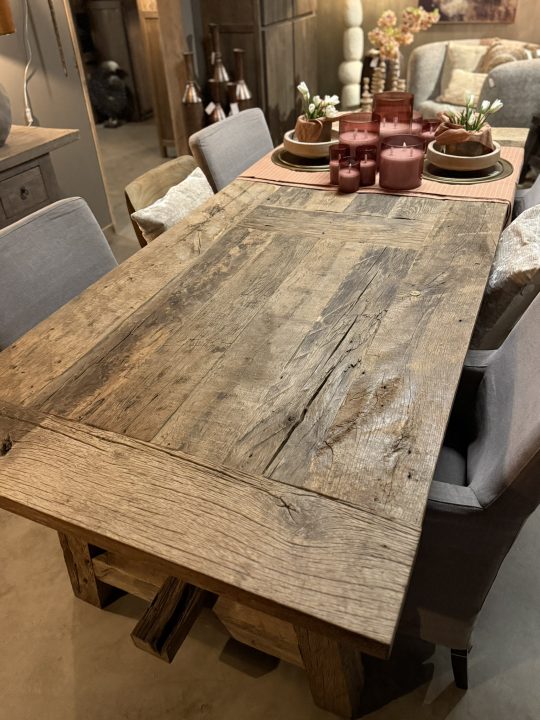 Unieke Oud Eiken Eettafel A-poot - 250 - Afbeelding 4