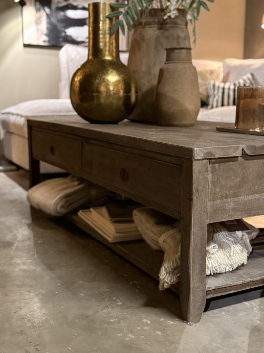 Landelijke salontafel Luksa met onderplank Antique Grey 150 - Afbeelding 7