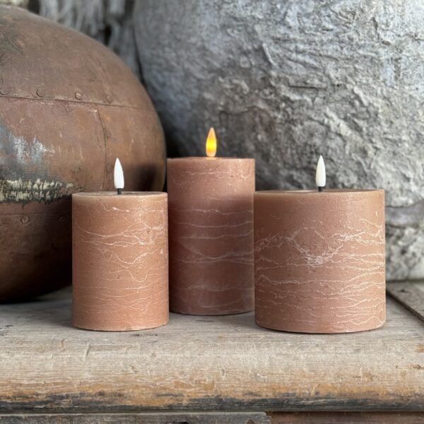 Led Pillar Candle Rustic Camel Brown7.5x10