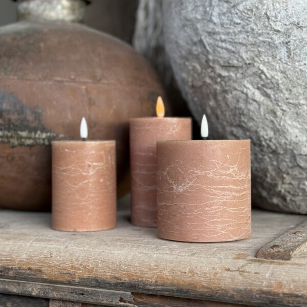Led Pillar Candle Rustic Camel Brown10x10