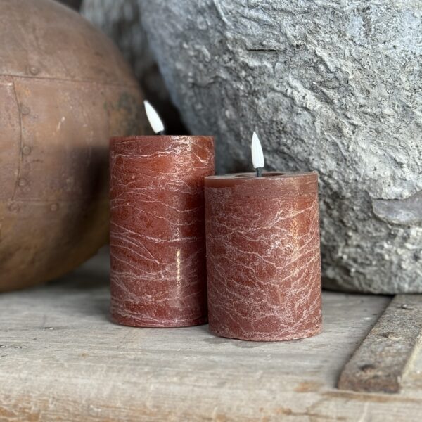 Led Pillar Candle Rustic Rust Brown7.5x10