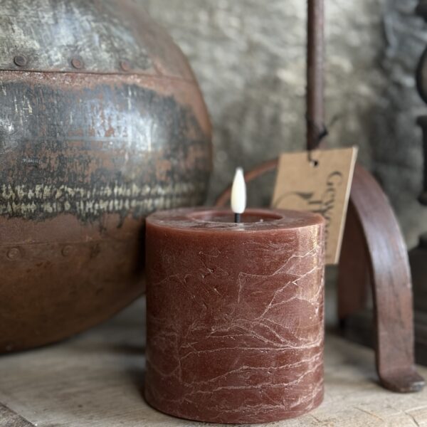 Led Pillar Candle Rustic Rust Brown10x10